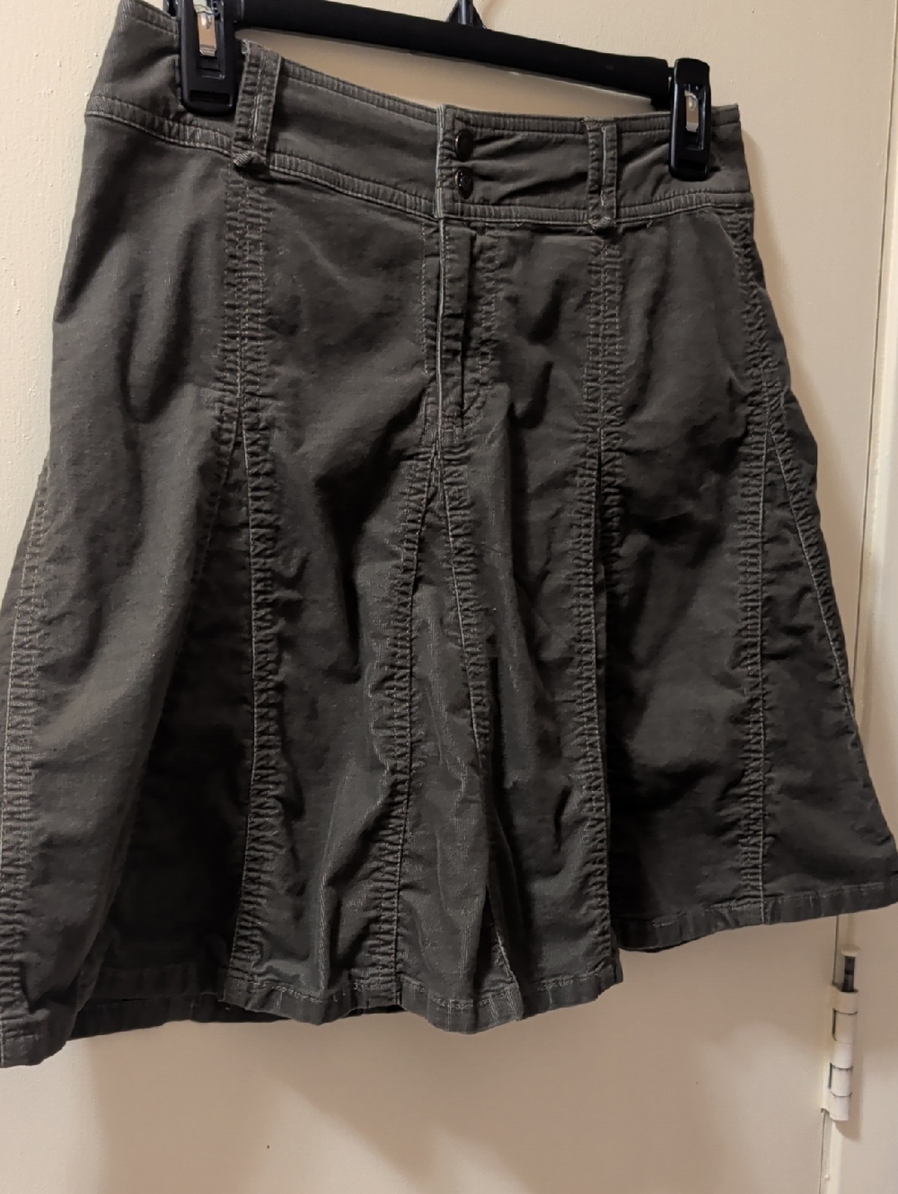 Sahalie Dark Olive Green Corduroy Skirt